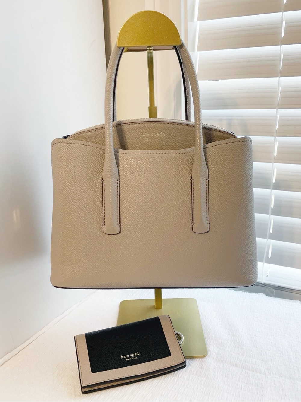 kate spade Pebbled Leather Tote in Grey Taupe - Picture 1 of 12